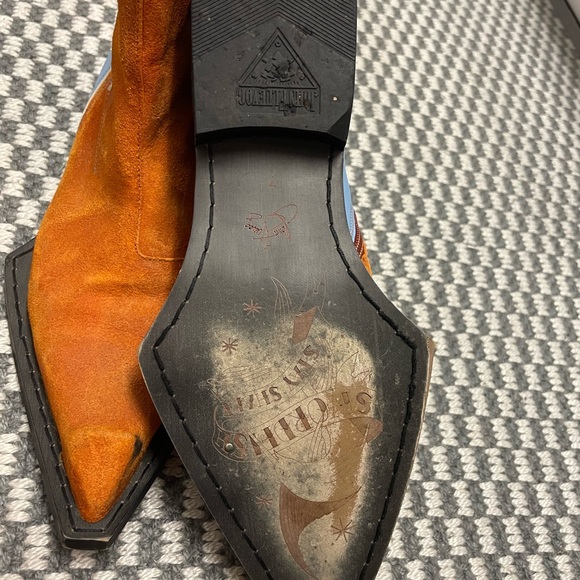 Fluevog Bowie Swordfish Ankle Boot - Orange and Blue - Picture 7 of 7